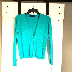 Women’s Karen Scott Mint Buttondown Long Sleeve Ribbed Cardigan Small